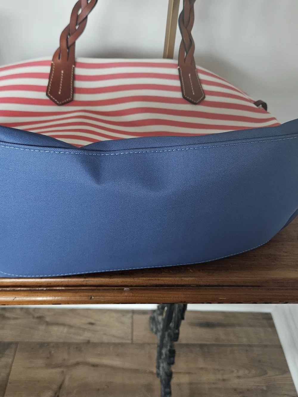 Dooney & Bourke Pink Striped & Blue Tote Bag